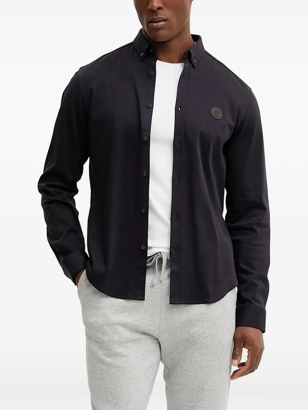 BOSS logo long-sleeve shirt Blauw