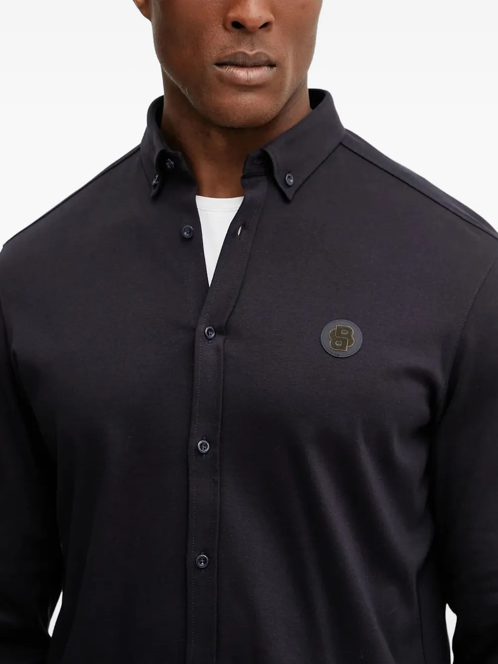 BOSS logo long-sleeve shirt Blauw