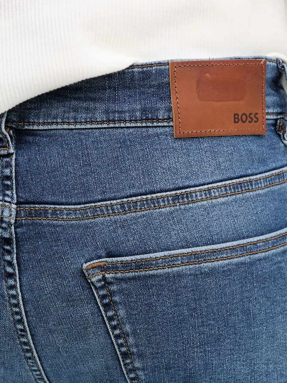 Hugo Boss Washed-effect Regular Jeans In Blue
