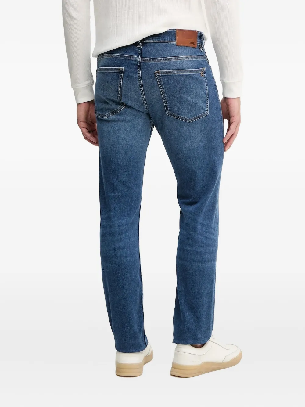 Hugo Boss Washed-effect Regular Jeans In Blue