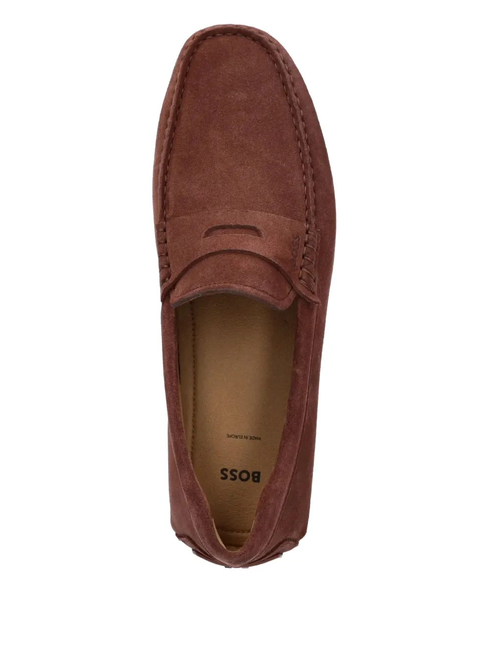 BOSS penny-slot suede loafers Red