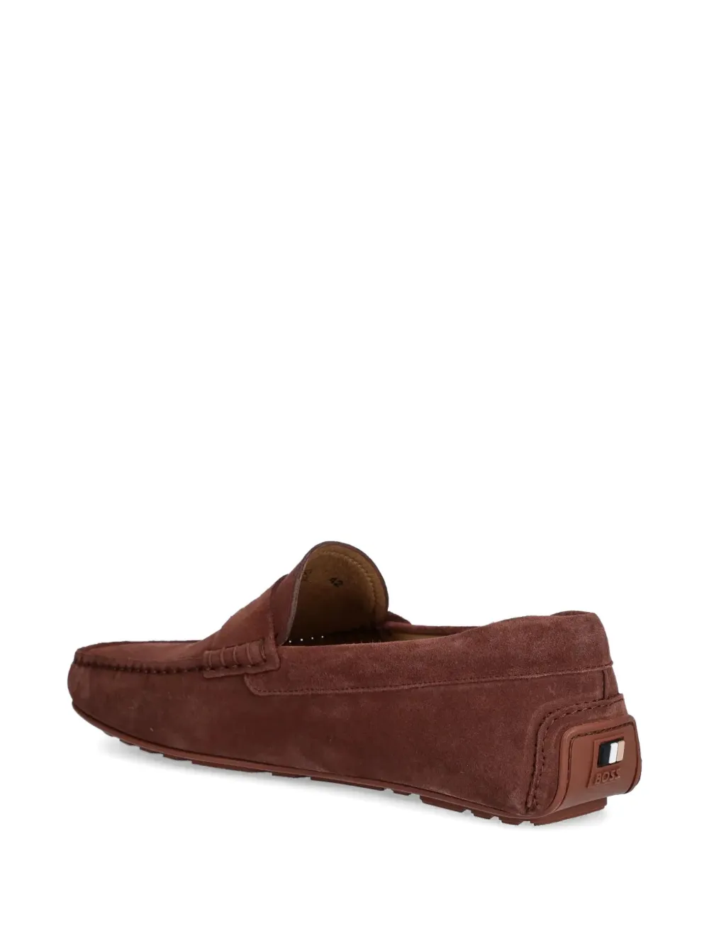 BOSS penny-slot suede loafers Red
