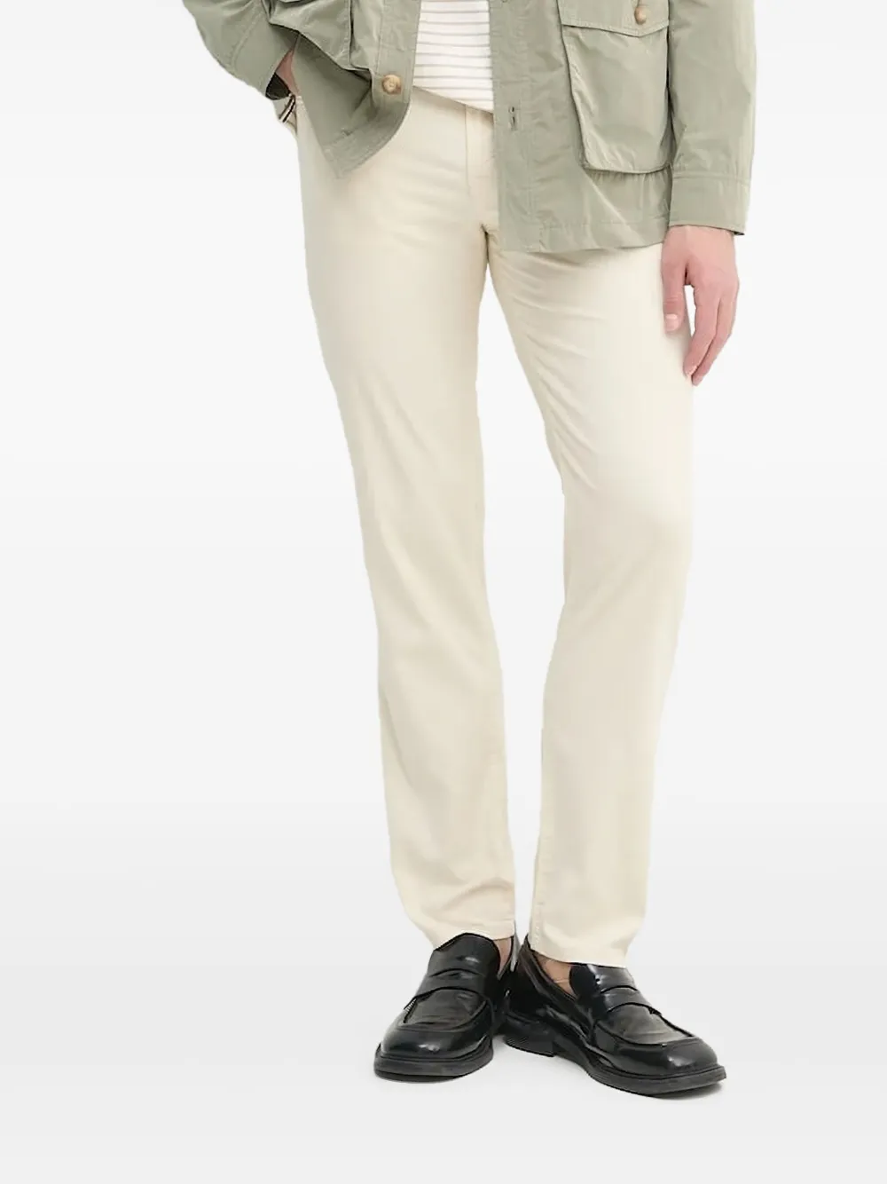 Hugo Boss Logo-patch Straight-leg Trousers In Green