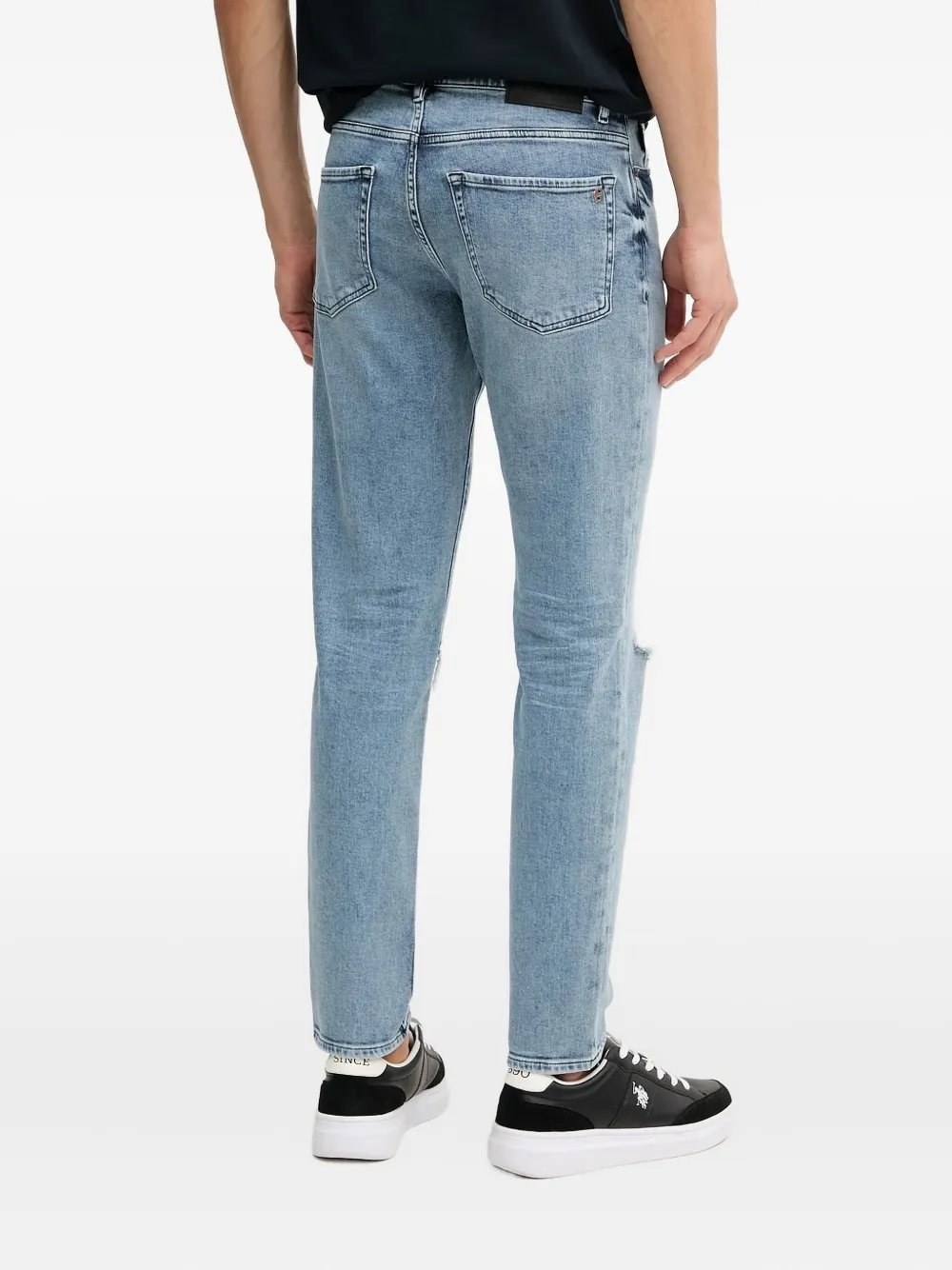 BOSS knee-rips straight-leg jeans - Blauw
