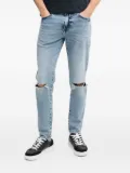 BOSS knee-rips straight-leg jeans - Blue