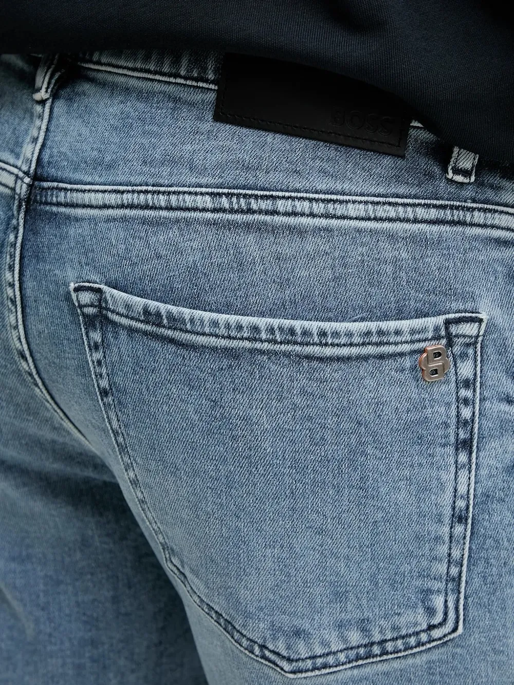 BOSS knee-rips straight-leg jeans Blauw