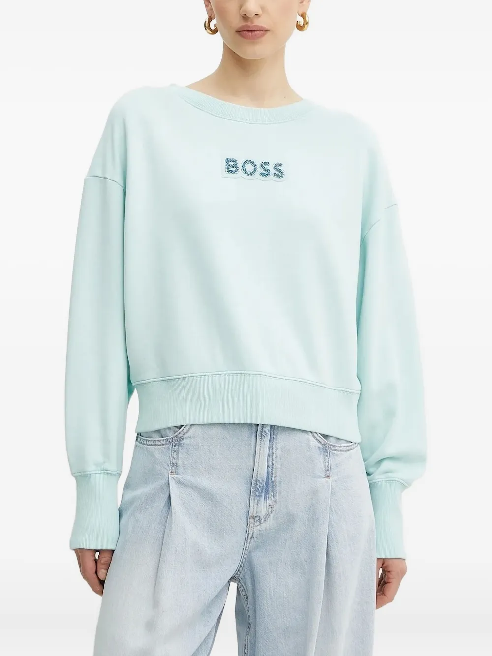 BOSS Sweater met kristallen Blauw