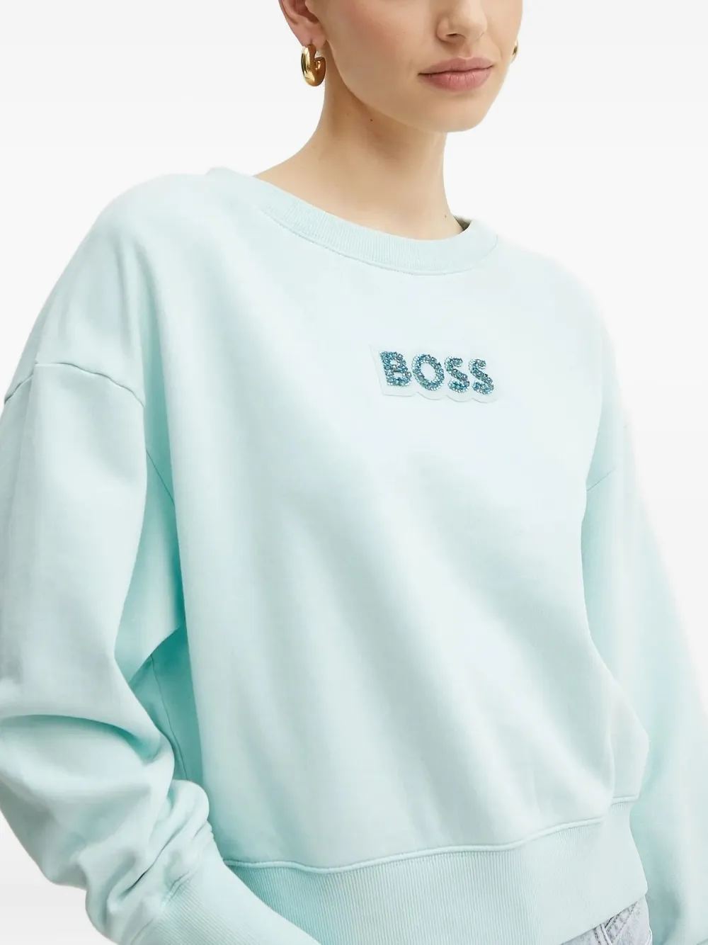 BOSS Sweater met kristallen Blauw