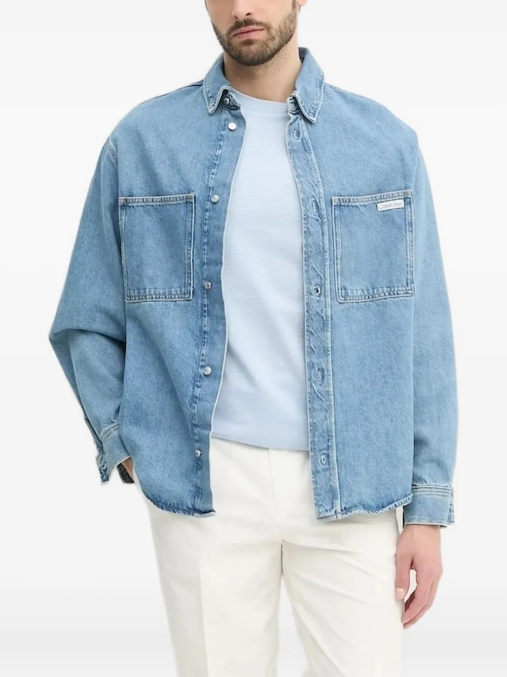 BOSS textured crew-neck t-shirt | Blue | Image 1