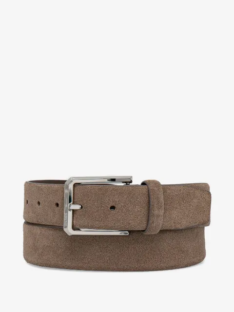 BOSS suede silver-buckle belt