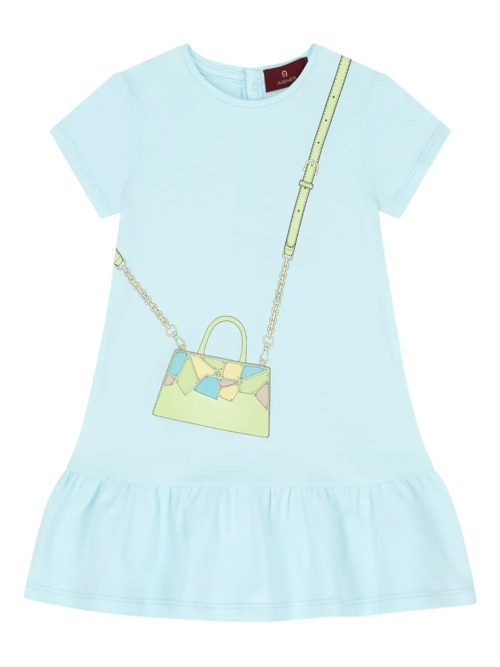 Aigner Kids Flared jurk met geribbeld detail Blauw
