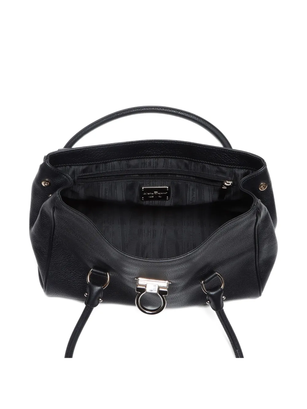 Pre-owned Ferragamo 2000-2020 Gancini Shoulder Bag In Black