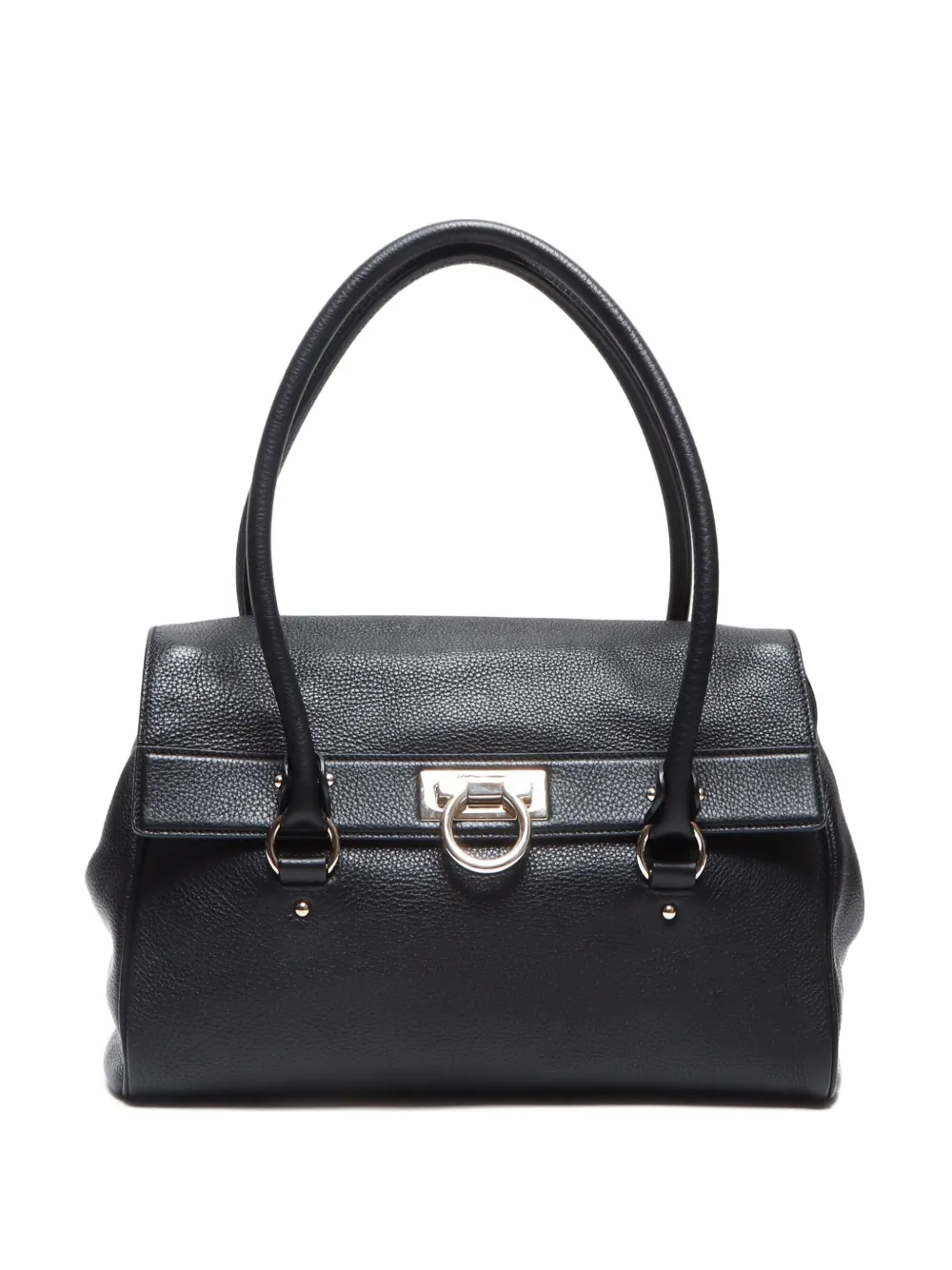 Pre-owned Ferragamo 2000-2020 Gancini Shoulder Bag In Black