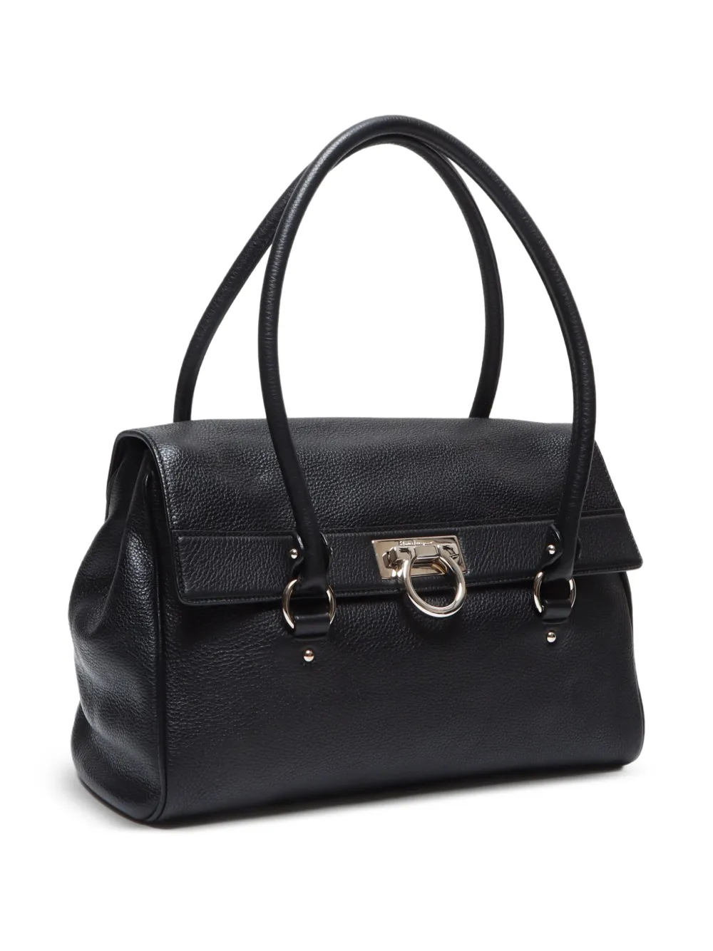 Pre-owned Ferragamo 2000-2020 Gancini Shoulder Bag In Black