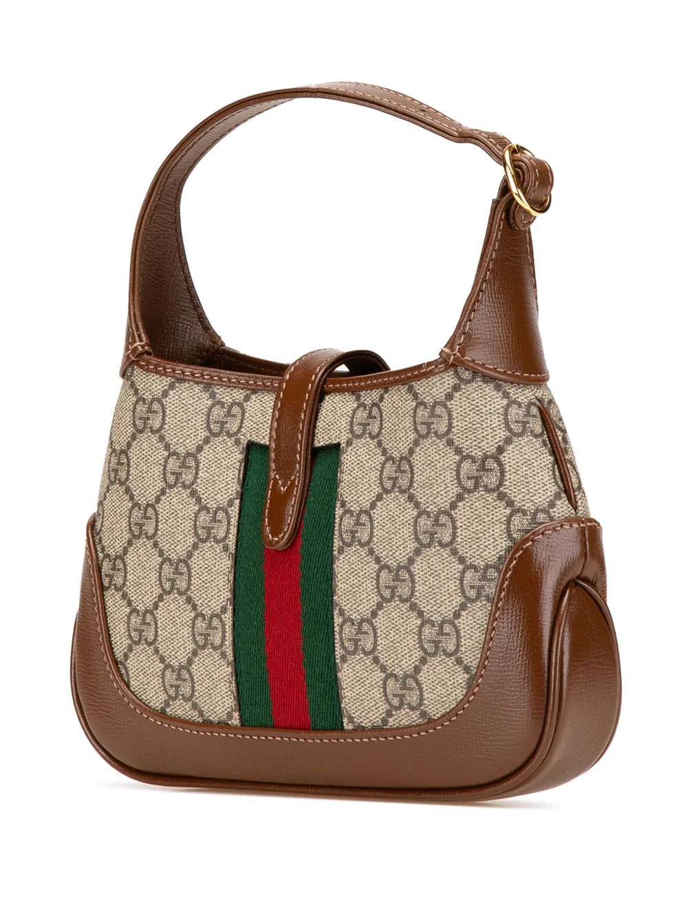 Pre-owned Gucci 2000-2015 Mini Gg Supreme Jackie 1961 Crossbody Bag In Brown