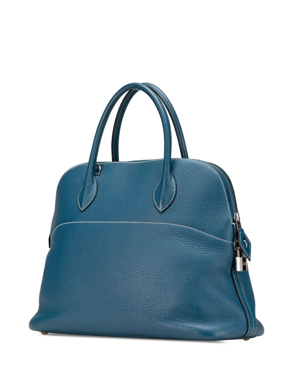 Pre-owned Hermes 2003 Clemence Bolide 35 Satchel In Blue