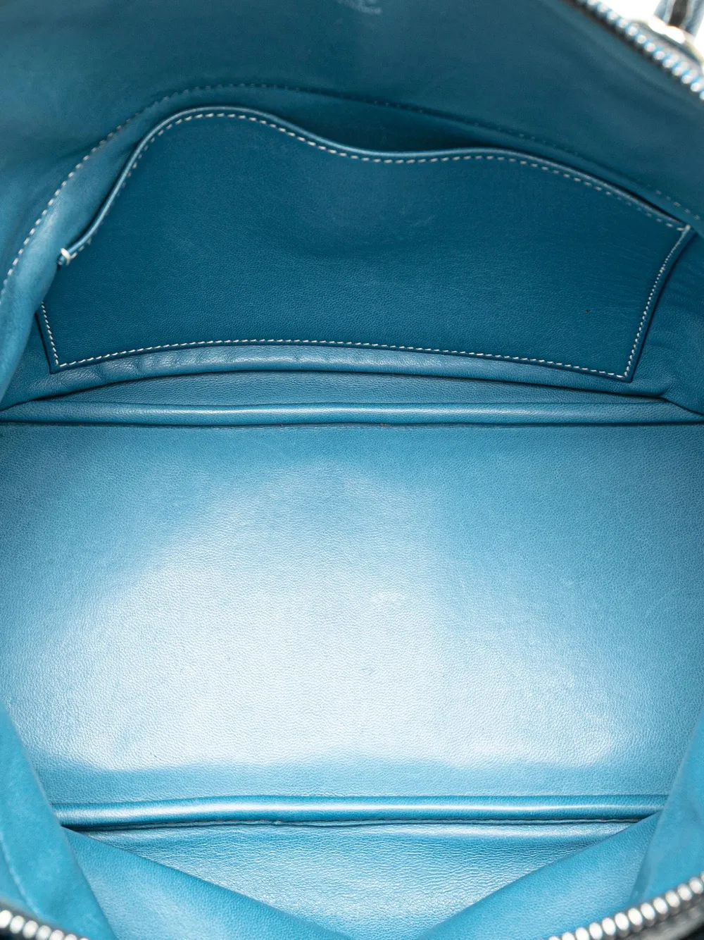 Pre-owned Hermes 2003 Clemence Bolide 35 Satchel In Blue