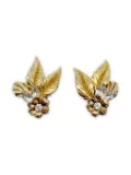 Jennifer Gibson Jewellery 1950s Crystal Leaf earrings - Gold