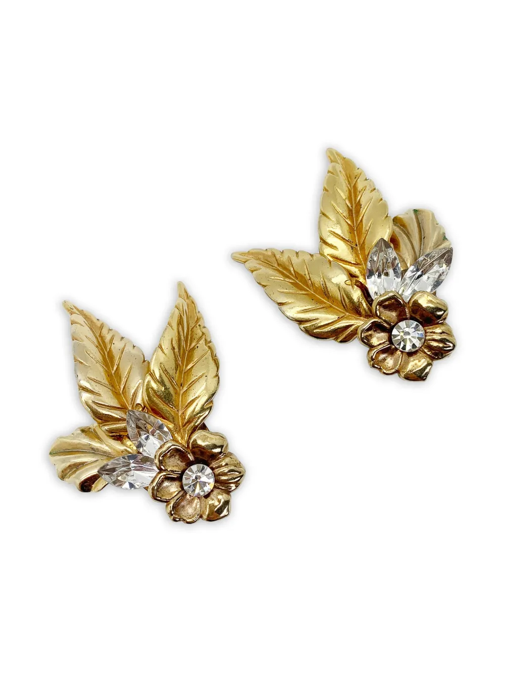 Jennifer Gibson Jewellery 1950s Crystal Leaf earrings | Image 2