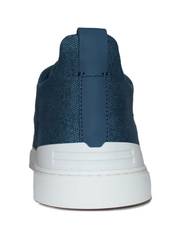 ZEGNA Triple Stitch メンズスニーカー 紺色 Navy Blue Leather and Suede Triple Stitch™ Sneakers SS25