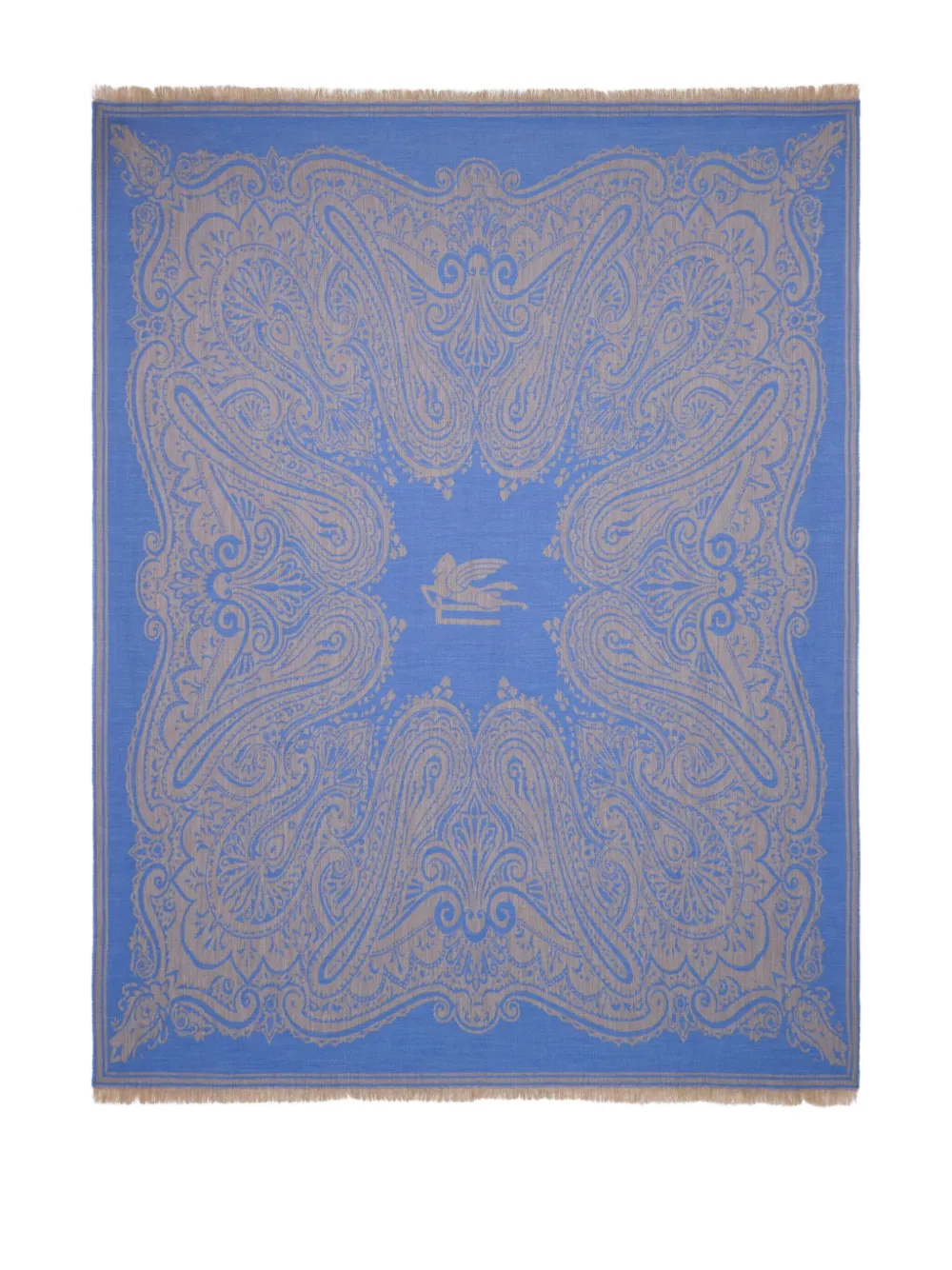 ETRO HOME ロゴジャカード ウール スローブランケット 180cm x 140cm - ブルー ETRO HOME ロゴジャカード ウール スローブランケット 180cm x 140cm - ブルー