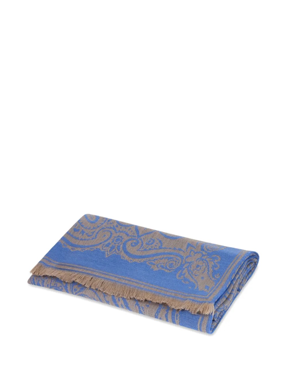  Etro Home Logo-jacquard Wool Throw Blanket (180cm X 140cm) - Blue 