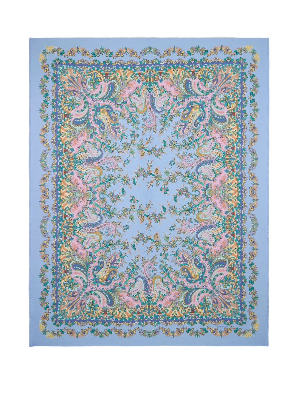 ETRO HOME フローラル ウール スローブランケット 190cm x 140cm - ブルー ETRO HOME フローラル ウール スローブランケット 190cm x 140cm - ブルー