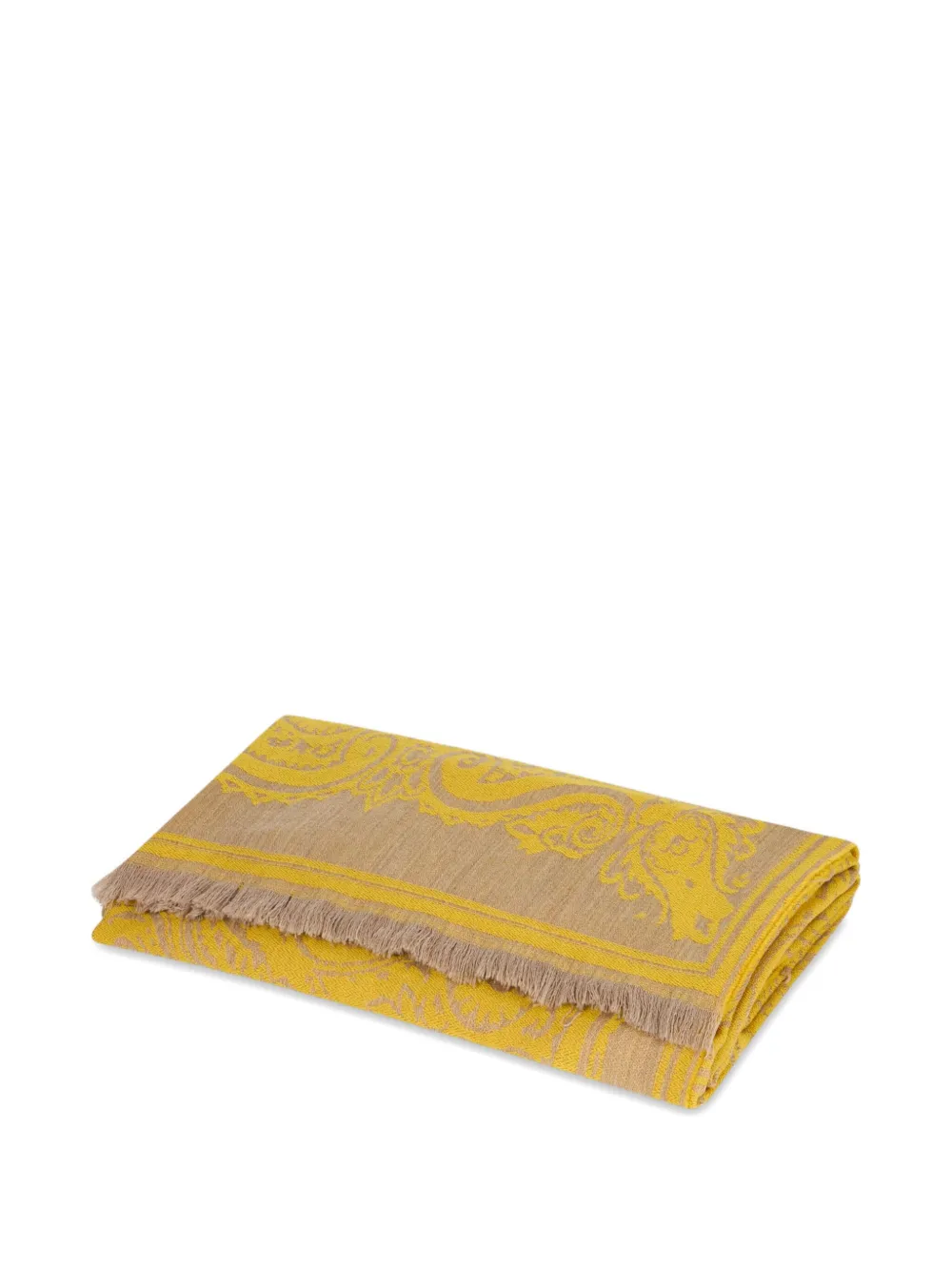  Etro Home Paisley-jacquard Wool Blanket - Yellow 