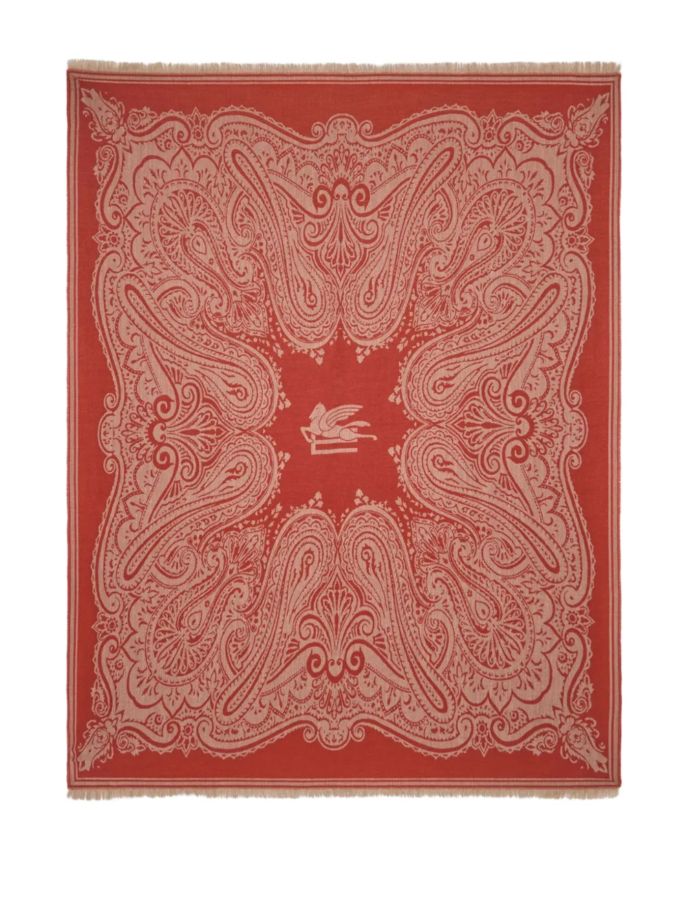 ETRO HOME ロゴジャカード ウール スローブランケット 180cm x 140cm - レッド ETRO HOME ロゴジャカード ウール スローブランケット 180cm x 140cm - レッド