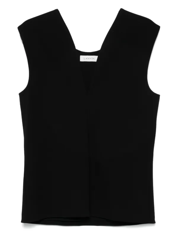 Lanvin Deep V-neck Top in Black
