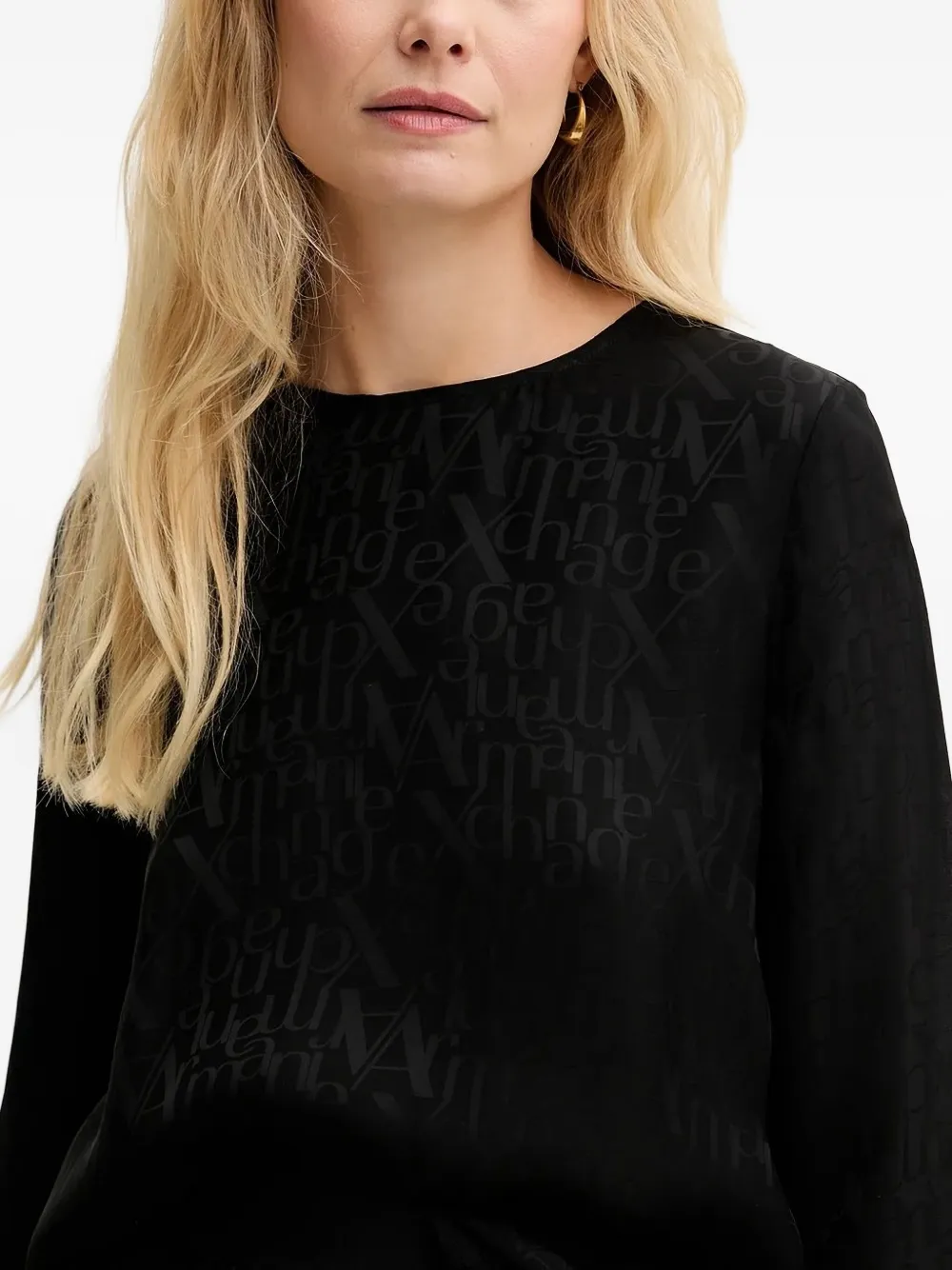 Armani Exchange Blouse met klokmouwen Zwart