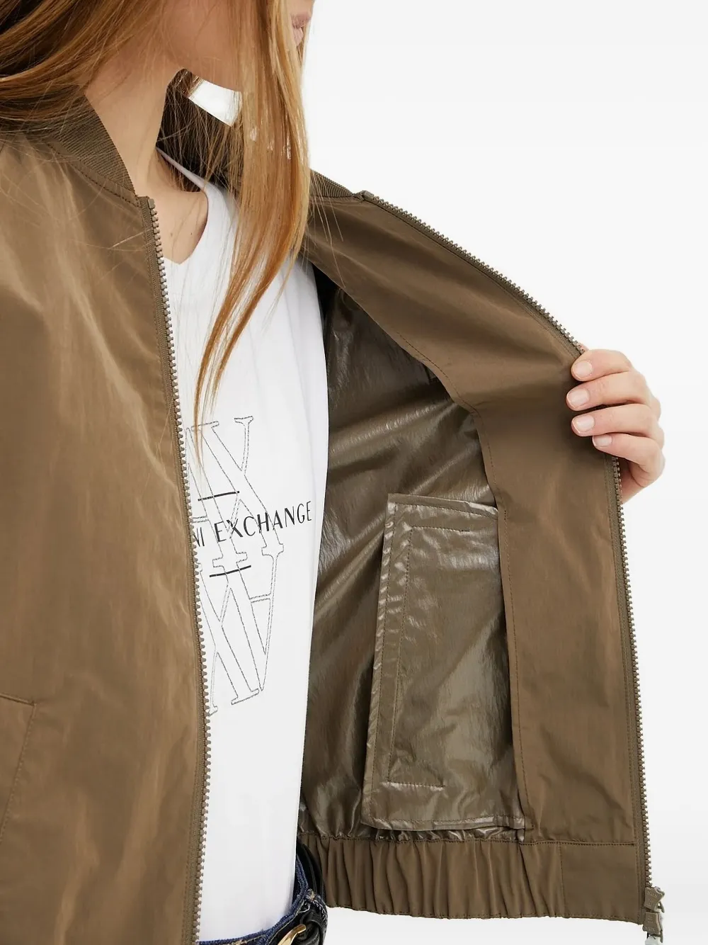 Armani Exchange Bomberjack met logoplakkaat Groen