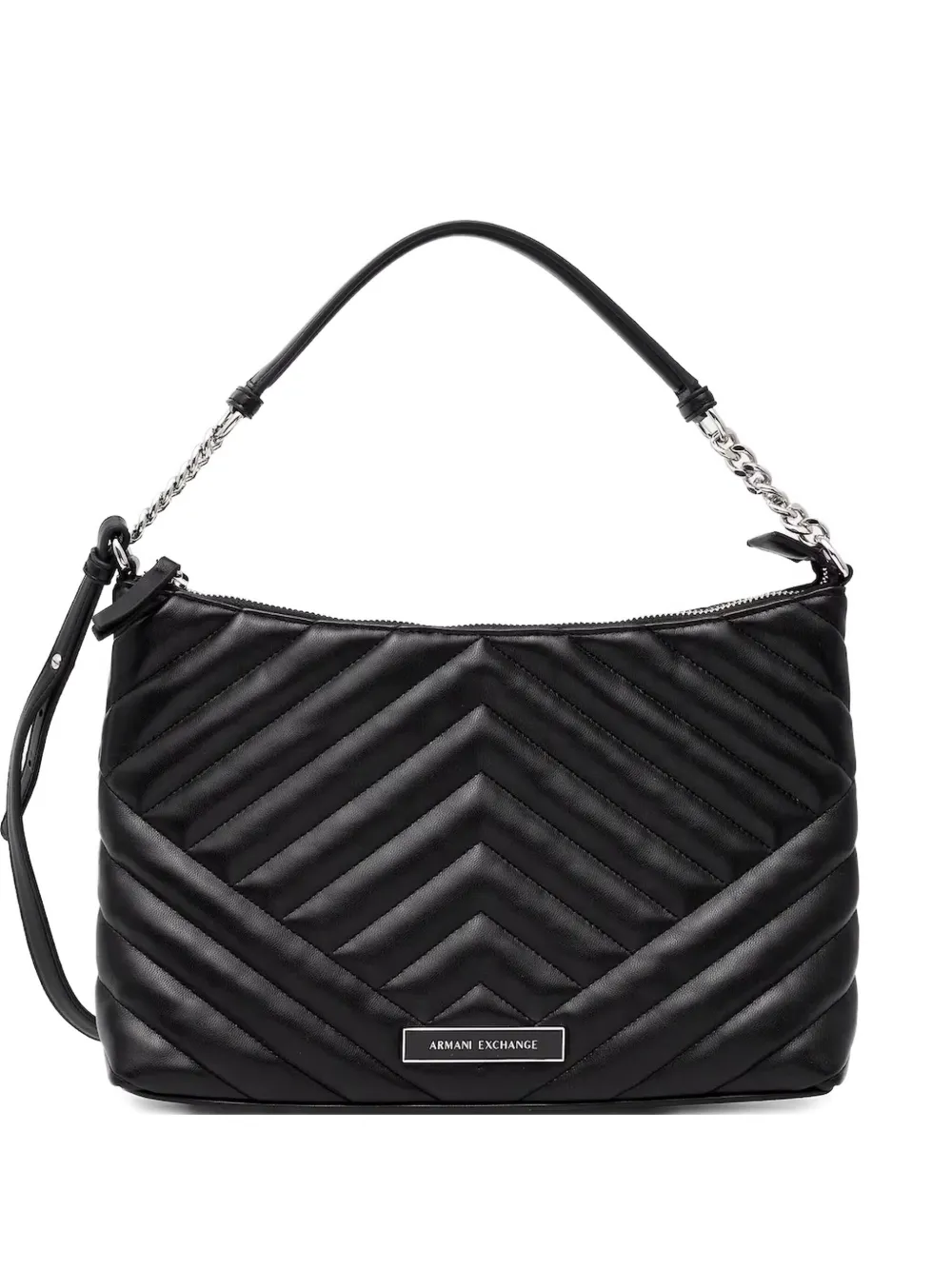 Armani Exchange ロゴプレート ハンドバッグ - ブラック Armani Exchange ロゴプレート ハンドバッグ - ブラック