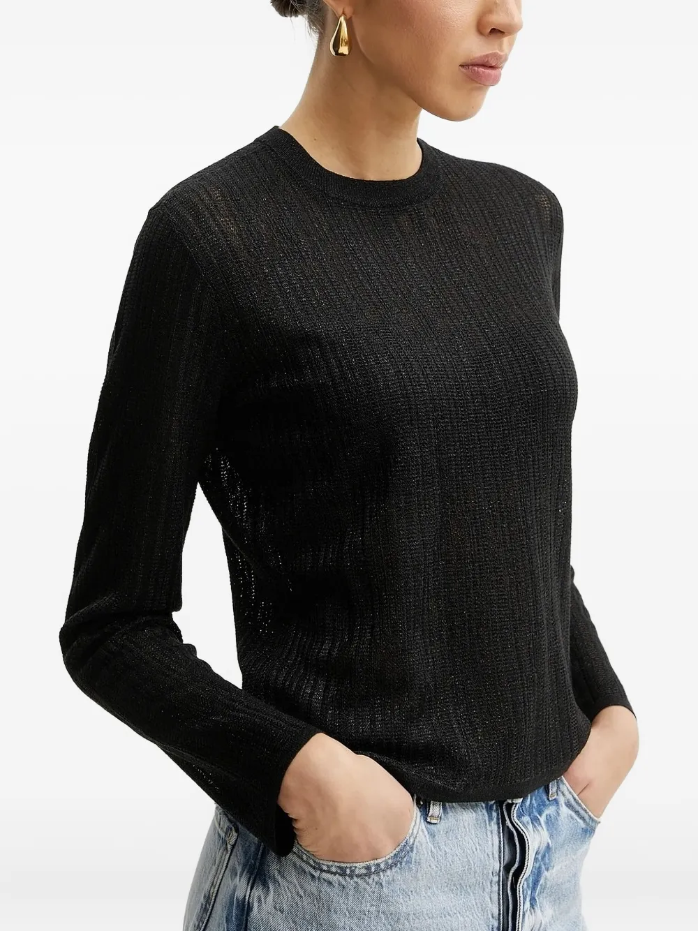 Armani Exchange Geribbelde sweater Zwart