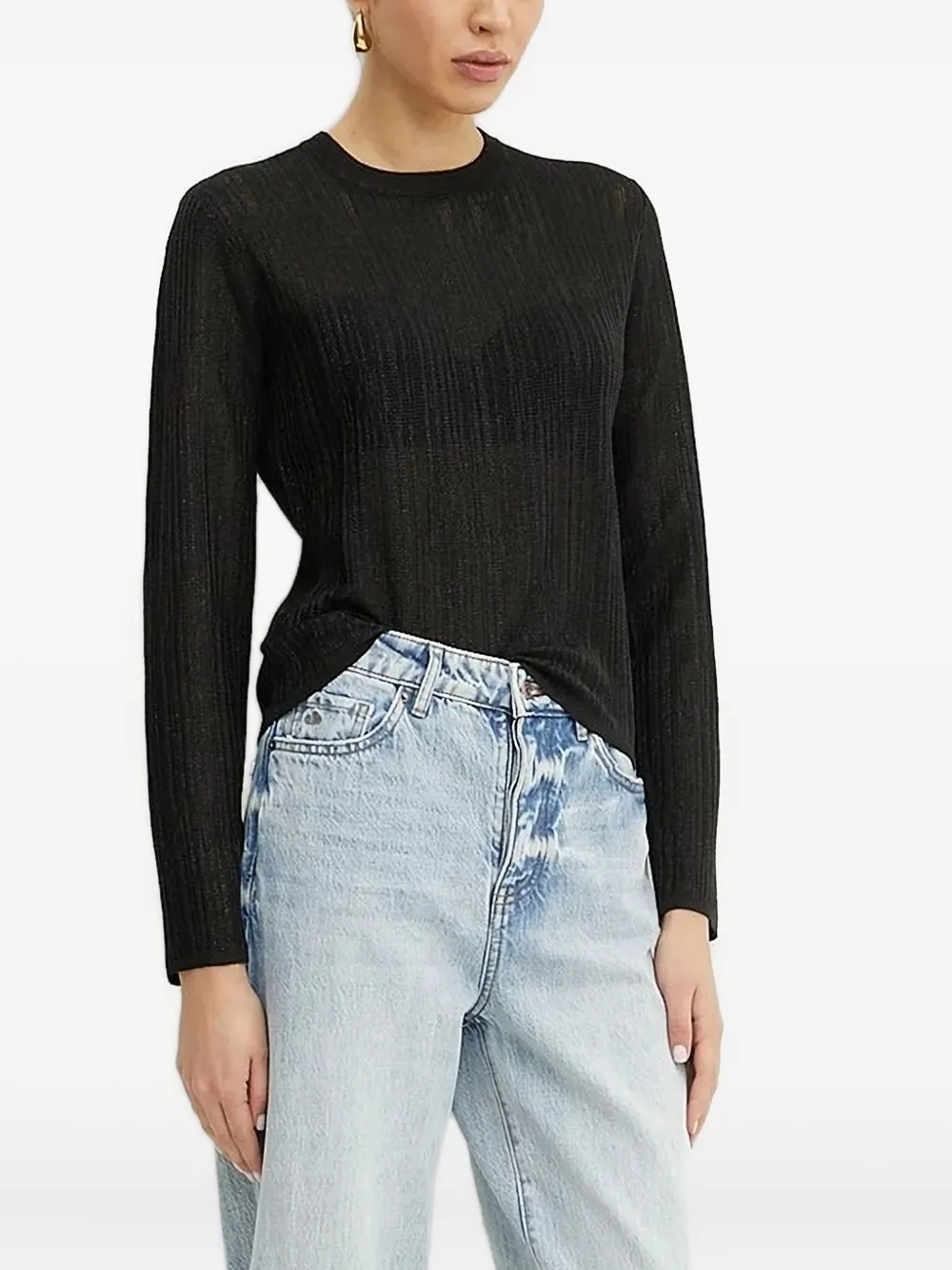 Armani Exchange Ribbed Sweater In Black