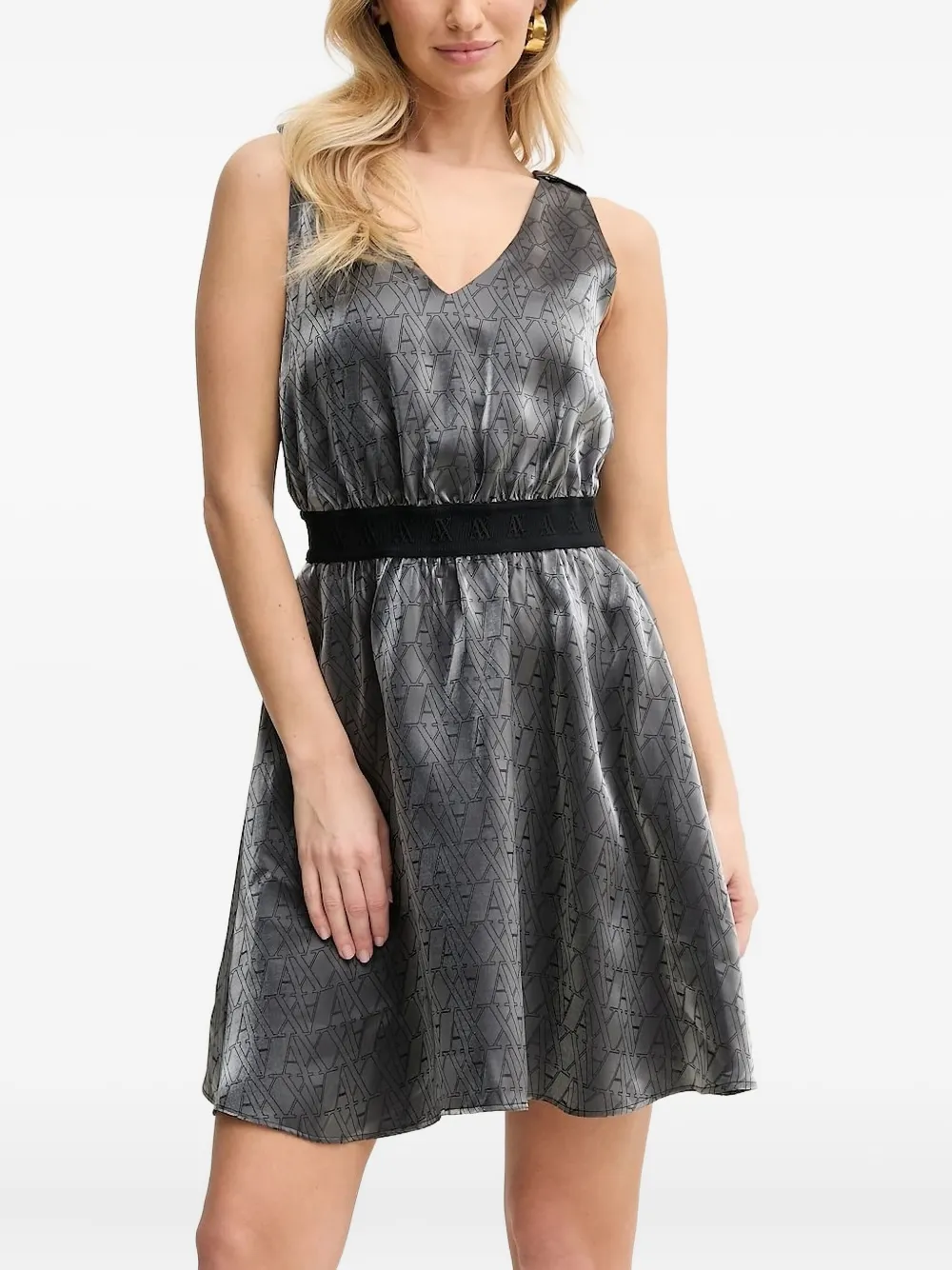 Armani Exchange logo-print V-neck mini dress | Black | Image 1