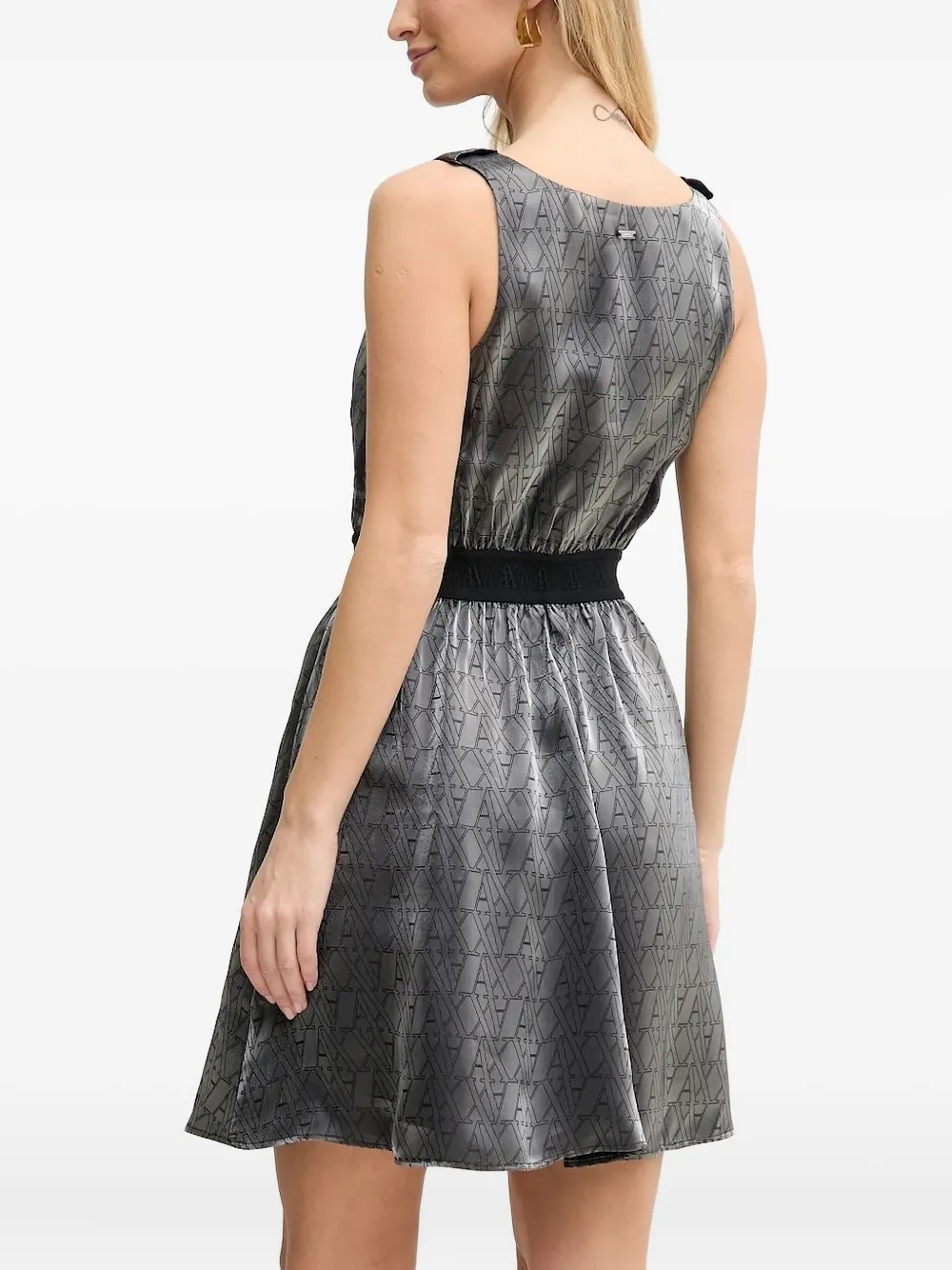 Armani Exchange Mini-jurk met V-hals en logoprint - Zwart