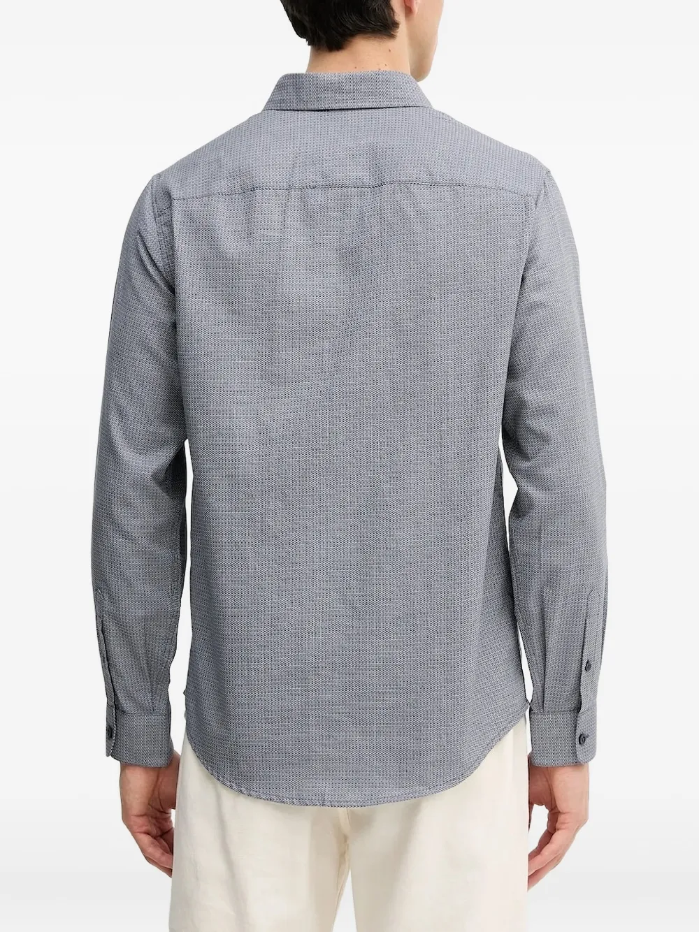 Armani Exchange curved-hem long-sleeve shirt - Blauw