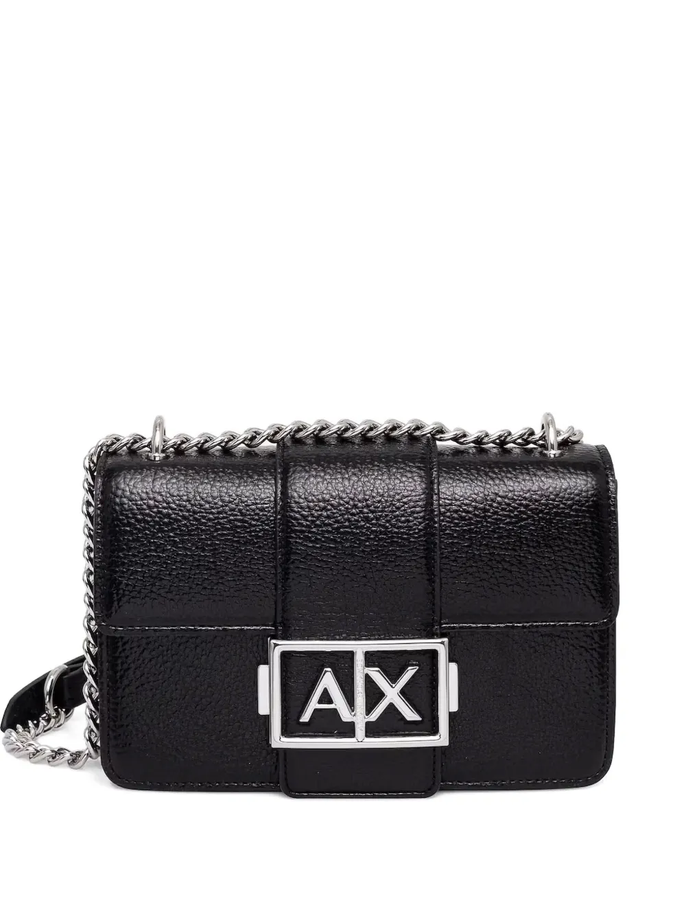 Armani Exchange ロゴプレート ショルダーバッグ - ブラック Armani Exchange ロゴプレート ショルダーバッグ - ブラック