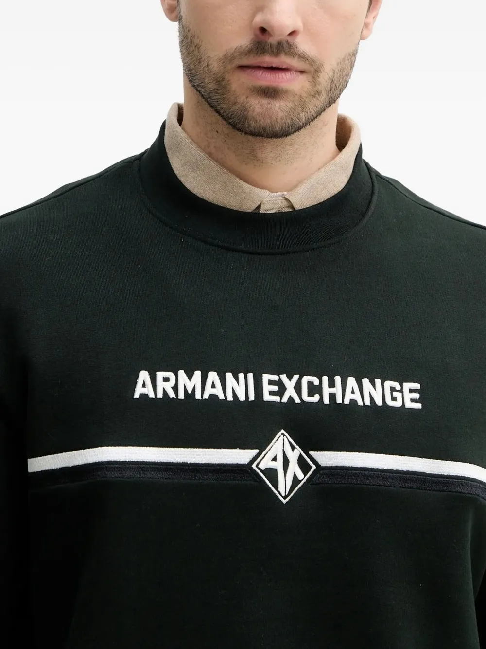 Armani Exchange logo striped sweatshirt Zwart