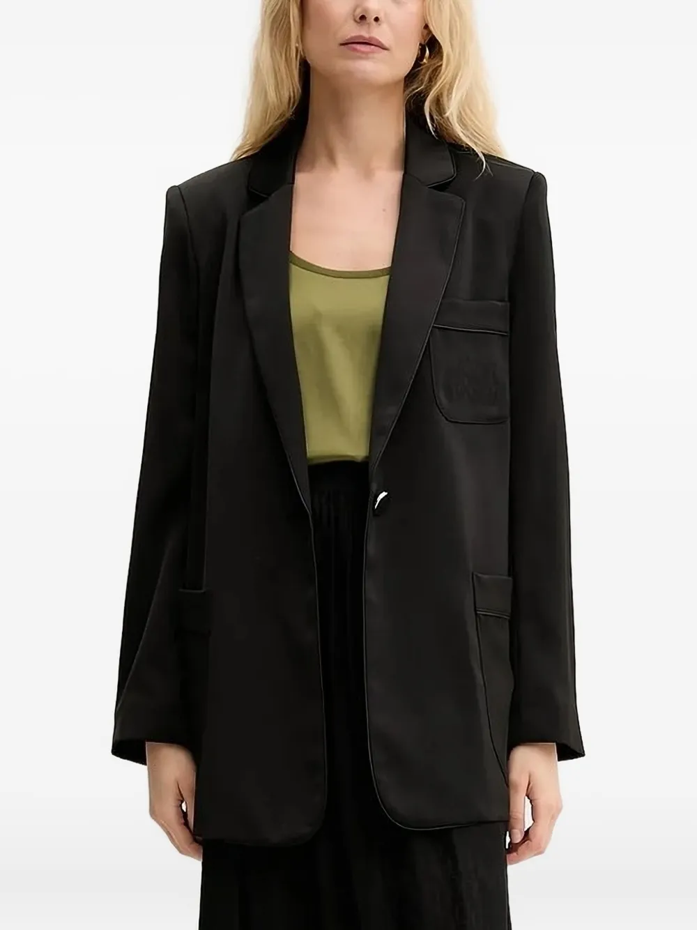 Armani Exchange embroidered-pocket blazer Zwart