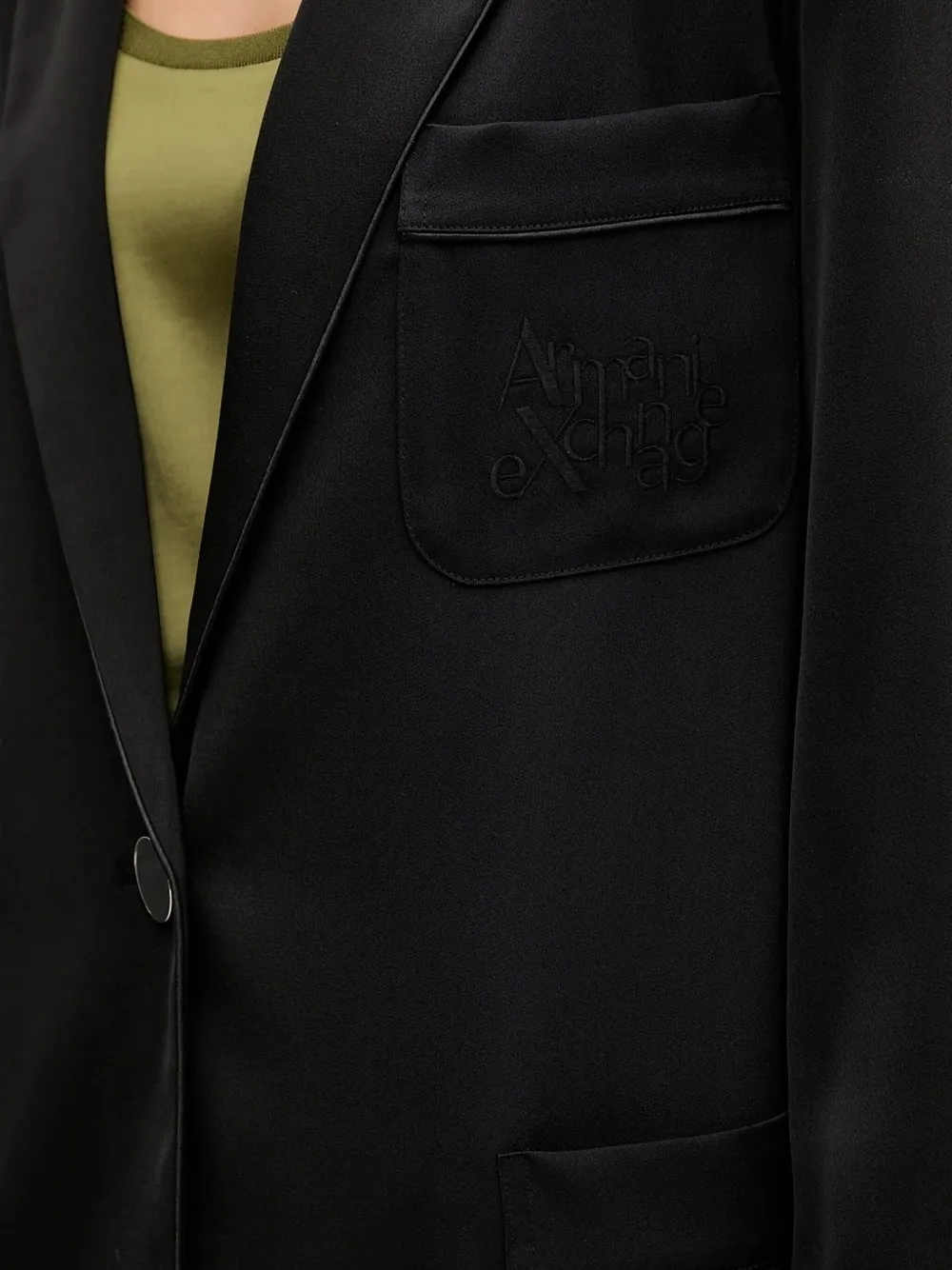 Armani Exchange embroidered-pocket blazer Zwart
