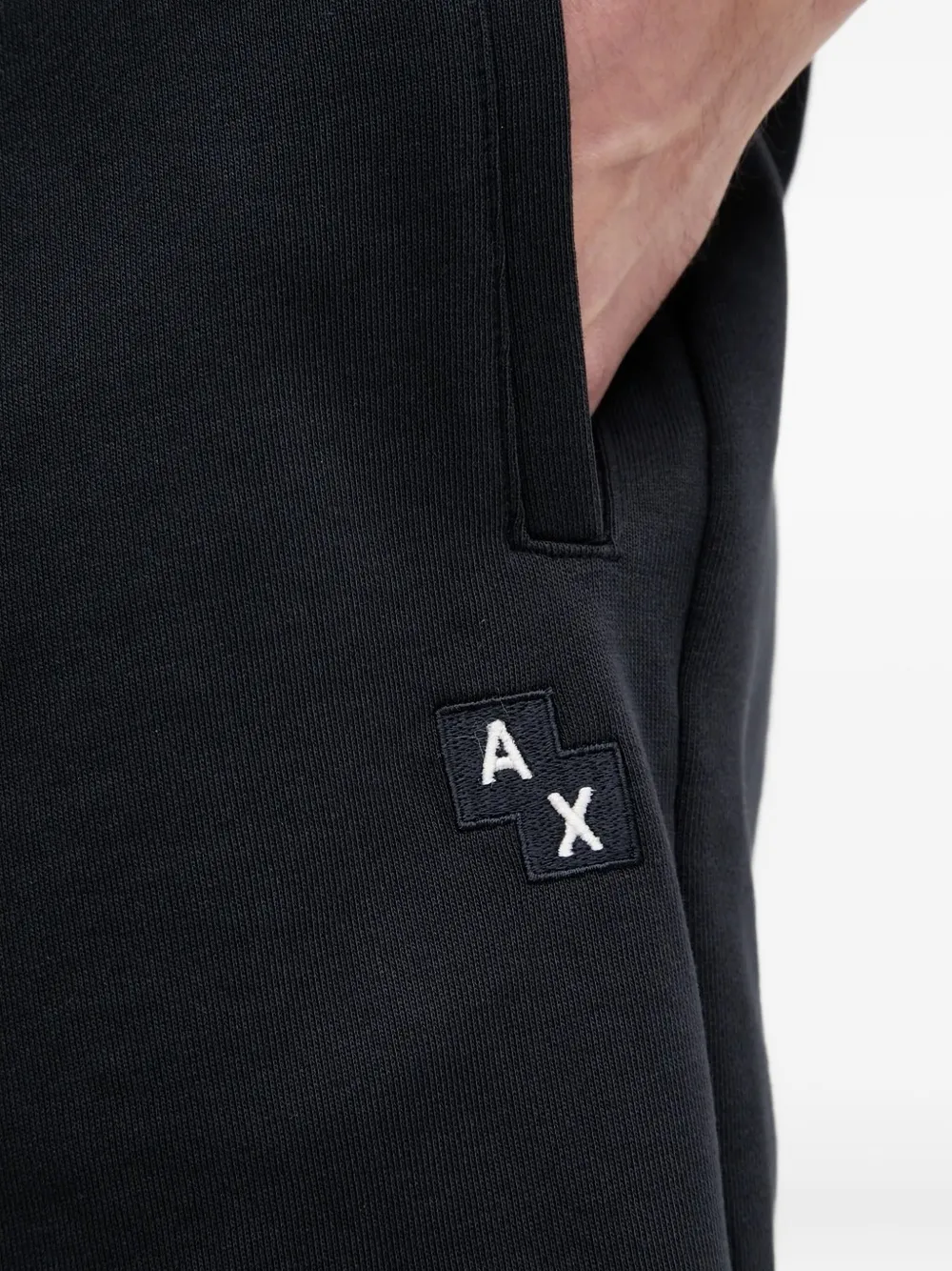 Armani Exchange Embroidered-logo Drawstring Track Shorts In Black