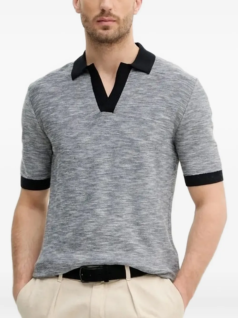 Armani Exchange Textured-knit T-shirt In Blue