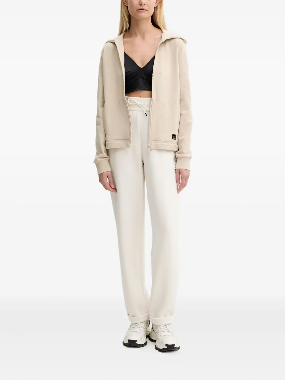 Armani Exchange Broek met trekkoord en logodetail - Beige