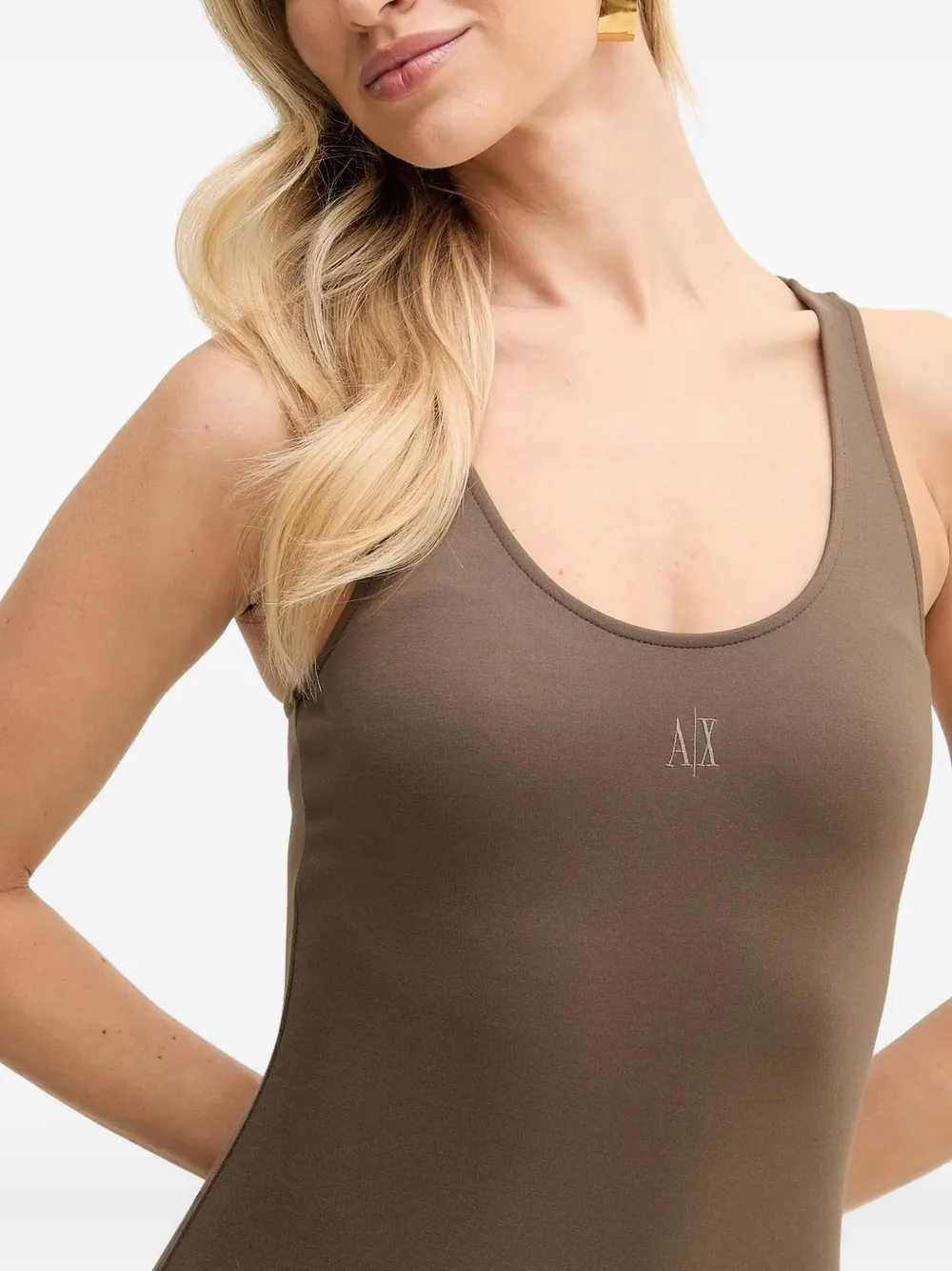 Armani Exchange Midi-jurk verfraaid met logo Bruin