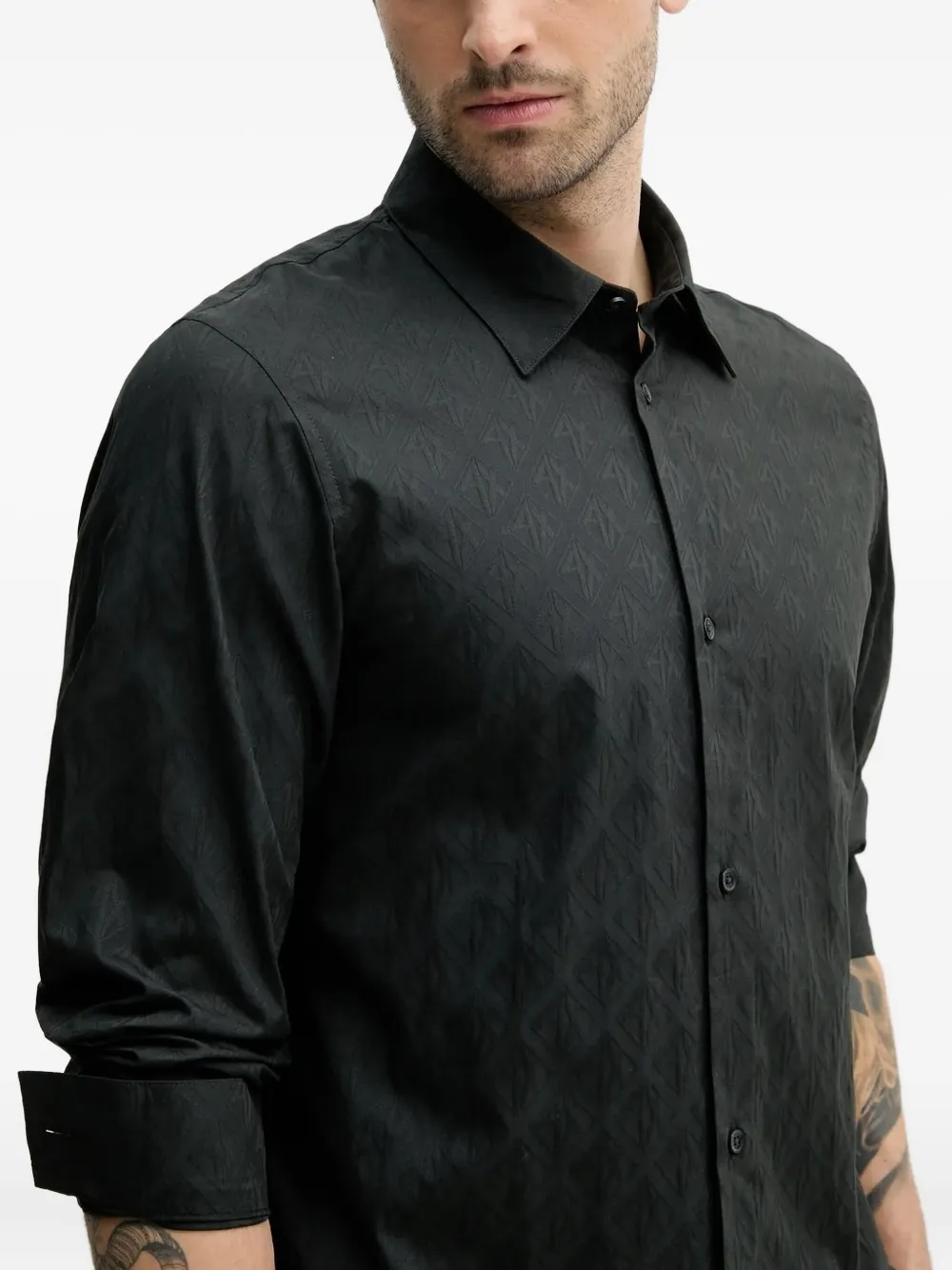 Armani Exchange cotton long-sleeve shirt Zwart