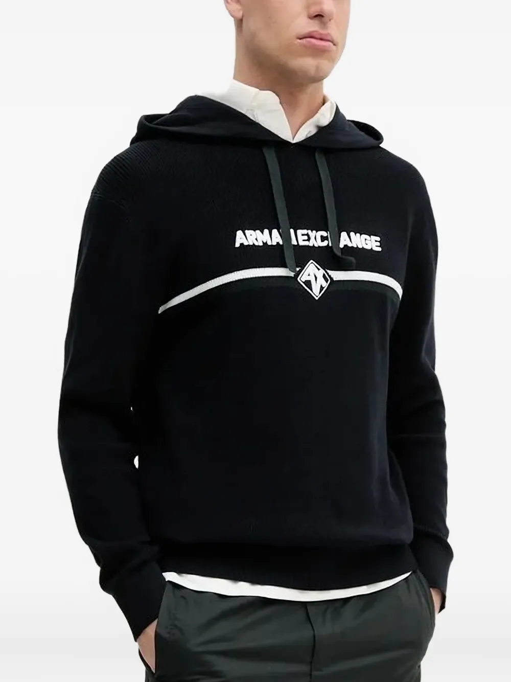 Armani Exchange Hoodie met geborduurd logo Zwart