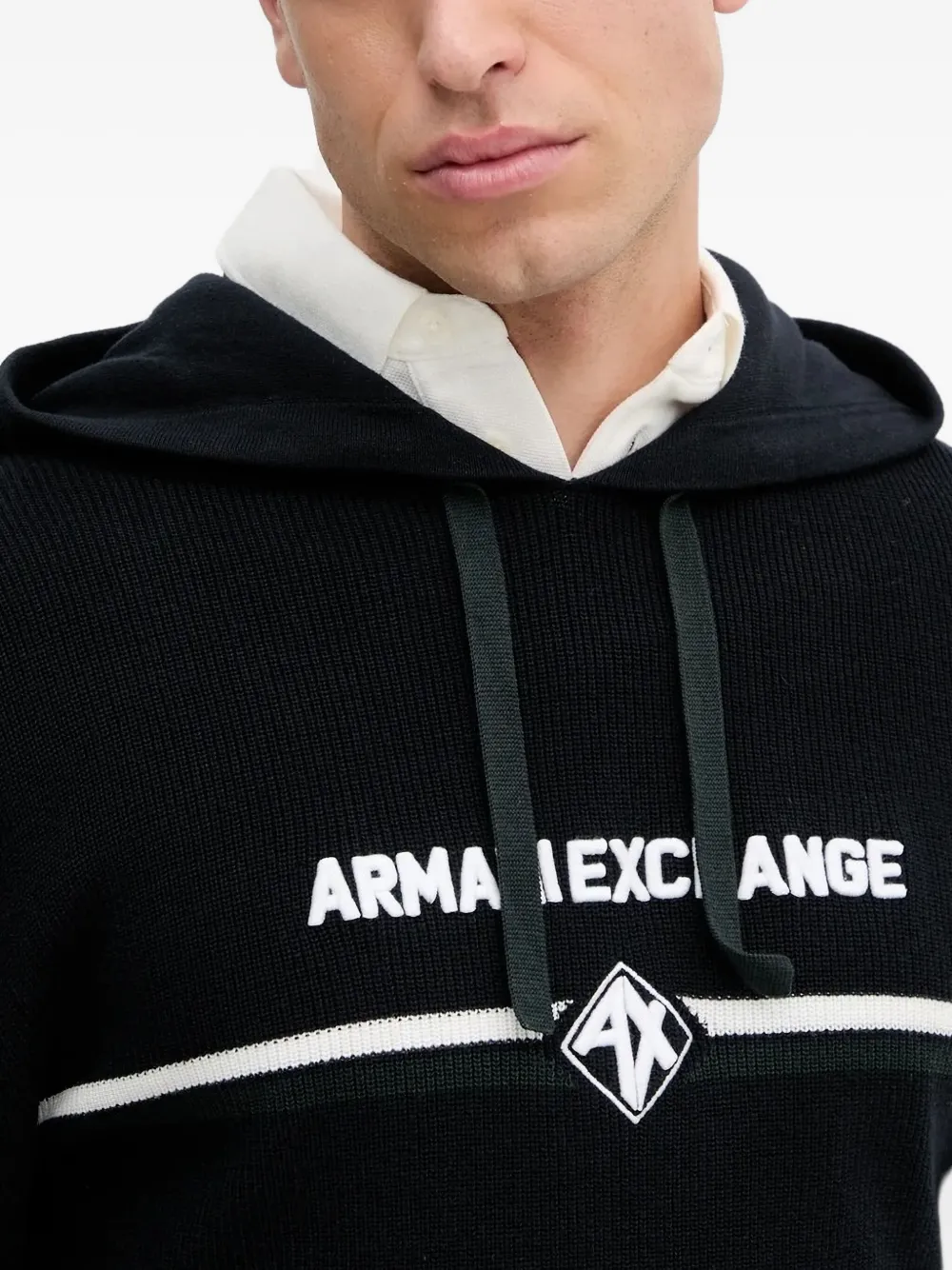 Armani Exchange Hoodie met geborduurd logo Zwart
