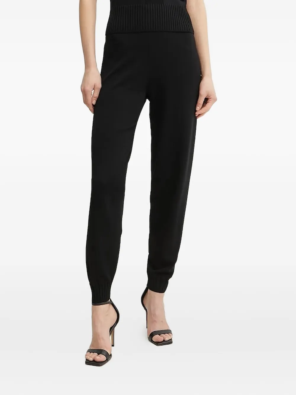 Armani Exchange Logo-plaque Knit Trousers In Black